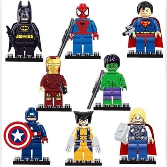 Superhero Lego Mini Building Block Action Figures 8PC With Pouch - Picture 2 of 8